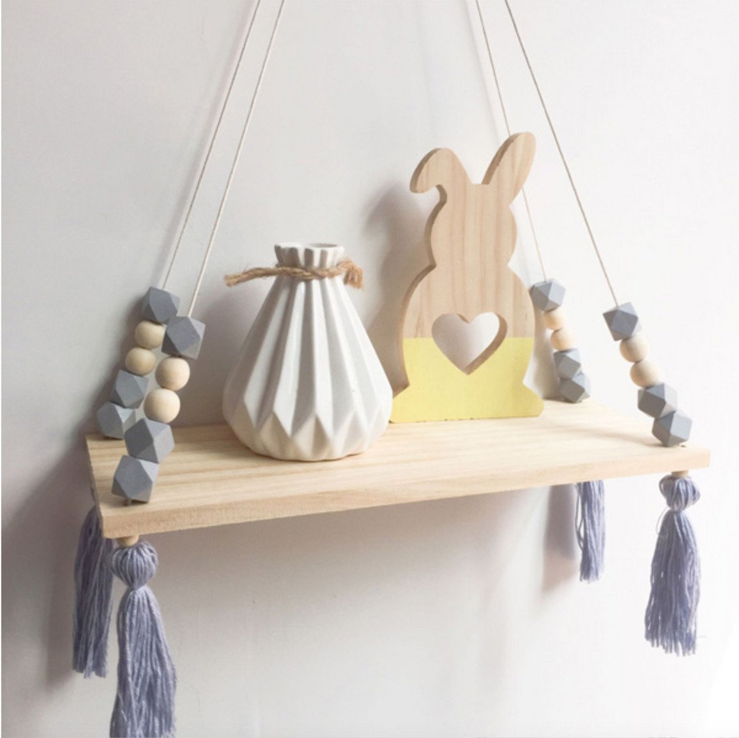 Beaded Wooden Wall Shelf