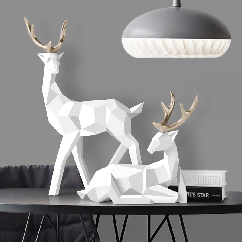 Decorative Geometric Deer Statues